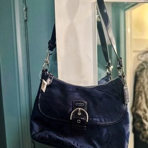 Coach NWT Signature Soho Navy Jacquard Flap Bag